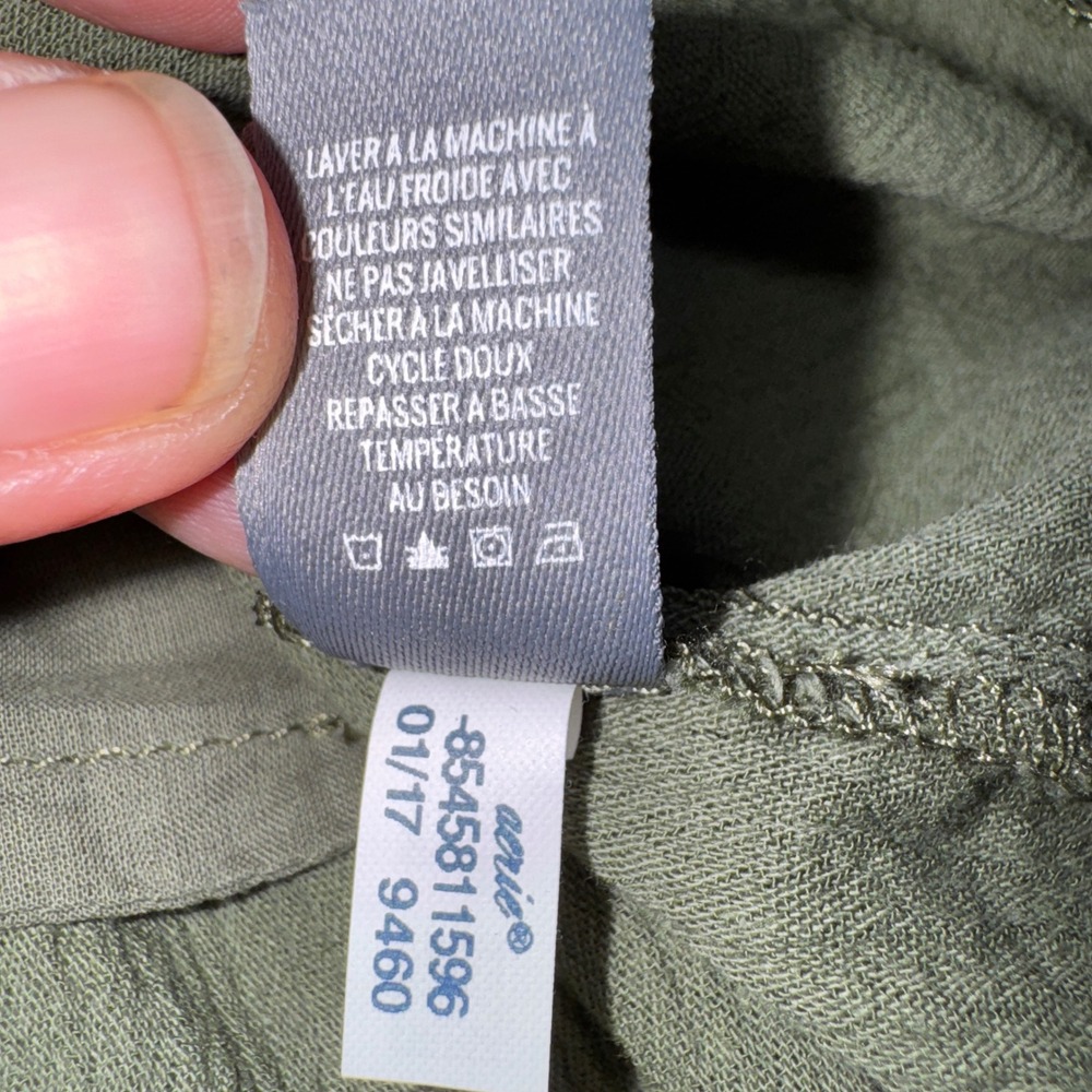 Aerie Olive Green Popover Romper Crochet Lace Trim Tie Straps Medium - Picture 11 of 12